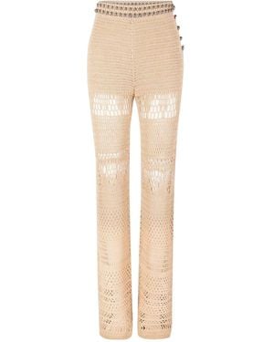 Rabanne Flared Knitted Trousers - Natural