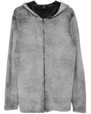Avant Toi Long-Sleeved Zip-Up Cardigan - Grey