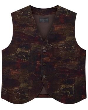 Emporio Armani Cupro Twill Waistcoat With All-Over Print - Purple