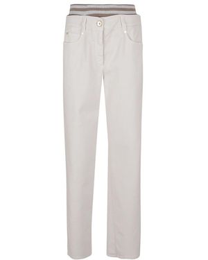 Brunello Cucinelli Striped-Waistband Wide-Leg Jeans - White