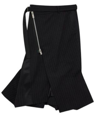Sacai Striped Asymmetric Skirt - Black