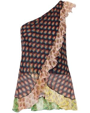 Etro One-Shoulder Ruffled Shirt - Brown