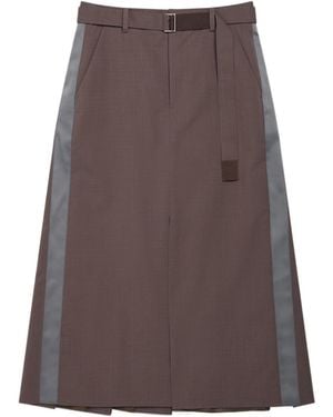 Sacai Belted Midi Skirt - Brown