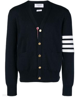 Thom Browne Cardigan Scollo A V - Blue