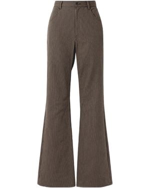 Nili Lotan Roe Striped Cotton-Twill Flared Trousers - Brown