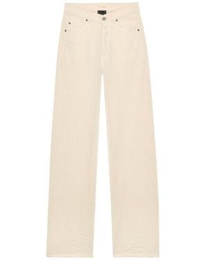 Saint Laurent V-Waist Long Baggy Jeans - White