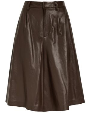 Brunello Cucinelli Wide-Leg Leather Shorts - Brown