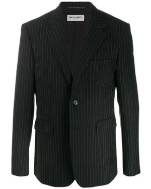 Saint Laurent Pinstriped Buttoned Blazer - Black