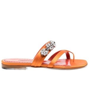 Manolo Blahnik Susa Crossover Straps Sandals - Orange
