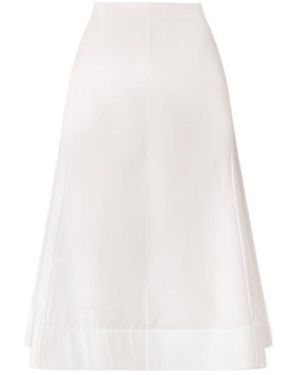 KHAITE Panelled Cotton-Poplin Midi Skirt - White