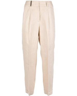 Peserico Trousers With Pleats - Natural