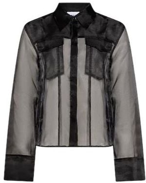 Ganni Solid Color Long Sleeve Shirt - Black