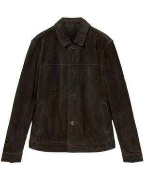 AllSaints Nates Suede Slim Fit Jacket - Black