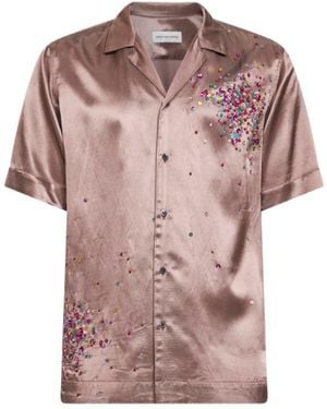 Dries Van Noten Sequin Embellished Bowling Shirt - Pink
