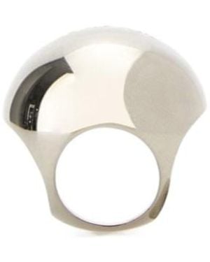 Versace Sphere Logo-Engraved Polished Finish Ring - White