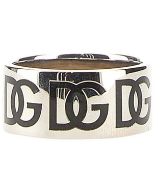 Dolce & Gabbana All-Over Logo Engraved Ring - White