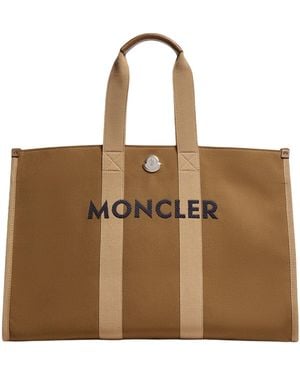 Moncler Logo Canvas Tote Bag - Brown