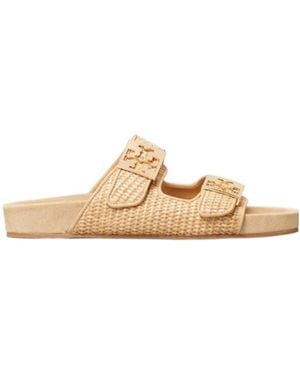 Tory Burch Mellow Raffia Sandals - Natural
