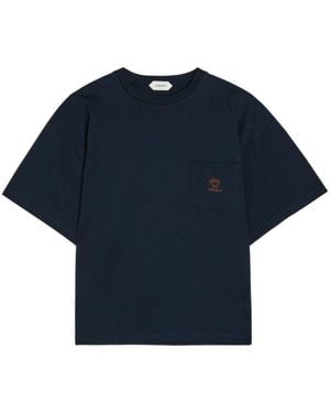 Versace Logo-Embroidered Cotton T-Shirt - Blue