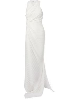 Victoria Beckham Gathered Cotton-Blend Maxi Dress - White