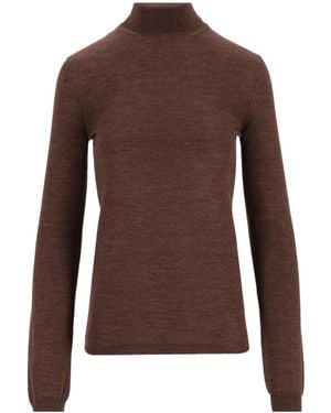 Maison Margiela Long-Sleeve High-Neck Top - Brown