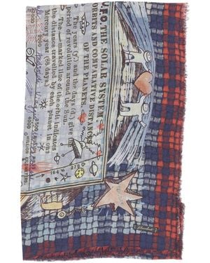 Faliero Sarti Fringed Printed Scarf - Blue