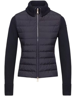 Moncler Quilted Panel Zip Cardigan - Blue