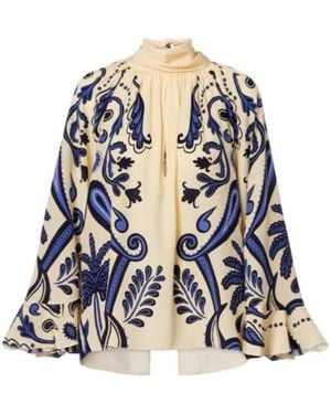 Johanna Ortiz Paisley Silk Blouse - Blue