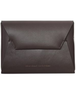 Brunello Cucinelli Envelope-Style Leather Clutch Bag - Black