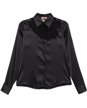 Ermanno Scervino Lace-Trim Satin Shirt - Black