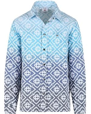 CASABLANCA Monogram Gradient Jacquard Shacket - Blue