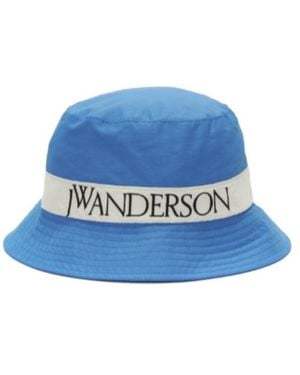 JW Anderson Jw Anderson Logo Embroidered Wide Brim Bucket Hat - Blue