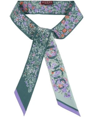 Gucci Printed Silk Twill Ribbon - Blue