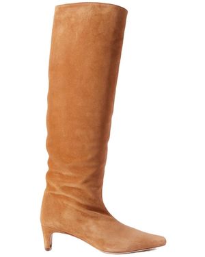 STAUD Wally Suede Knee Boots - Brown