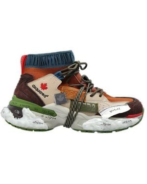 DSquared² Faster Paneled Lace-Up Sneakers - Multicolor