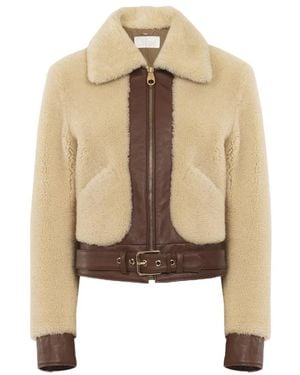 Chloé Chloé Shearling Zipped Bomber Jacket - Natural