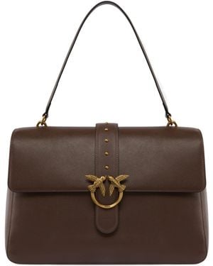 Pinko Love Birds Buckle Top Handle Bag - Brown