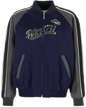 Marni Logo Flocked Zipped Jacket - Blue