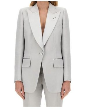 Tom Ford Lustrous Barathea Single-Breasted Tuxedo Jacket - Grey