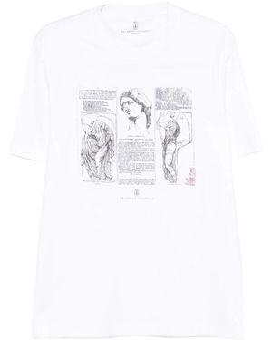 Brunello Cucinelli Graphic Printed Crewneck T-Shirt - White