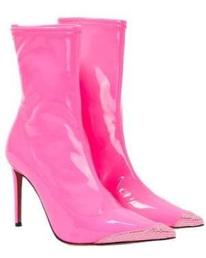 Alexandre Vauthier Crystal-Embellished Faux Leather Ankle Boots - Pink