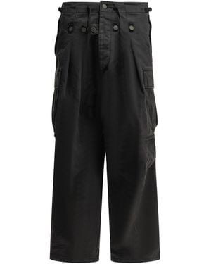 Kapital Button-Detail Cargo Trousers - Black