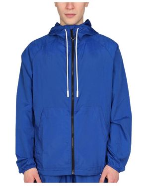 Marcelo Burlon County Of Milan Back Logo Print Hooded Jacket - Blue