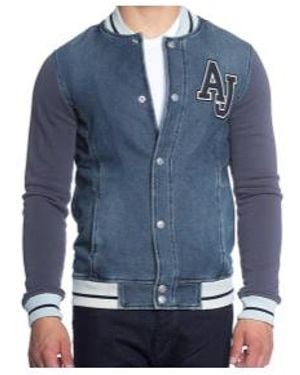 Armani Jeans Long-Sleeved Casual Jacket - Blue