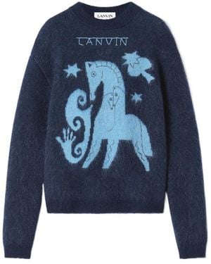 Lanvin Horse Jacquard Jumper - Blue