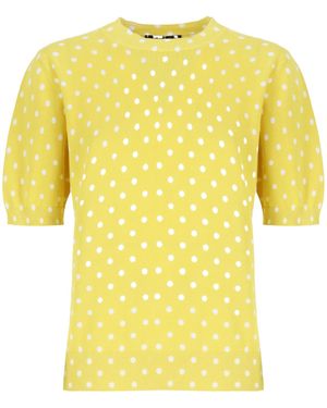 Fabiana Filippi Pok-Dot Short-Sleeve Jumper - Yellow