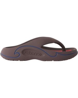 Rabanne Logo-Embossed Thong Sandals - Brown