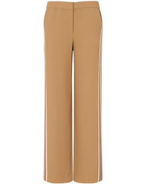 Veronica Beard Side-Stripe Wide-Leg Trousers - Natural