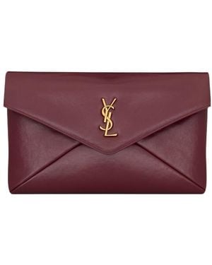 Saint Laurent Cassandre Large Envelope Pouch - Purple