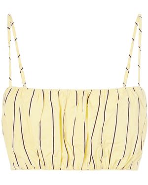 STAUD Fiore Striped Cotton-Blend Top - Metallic